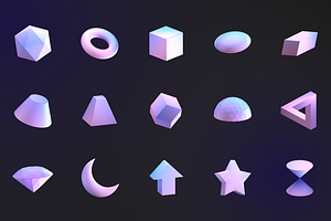 3D Shapes Icon Set