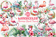 Watercolor Flamingo Clipart Tropical, an Illustration by Designworld (Thumbnail 1 of 6)