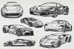 Supercars Sports Car Clipart Pack