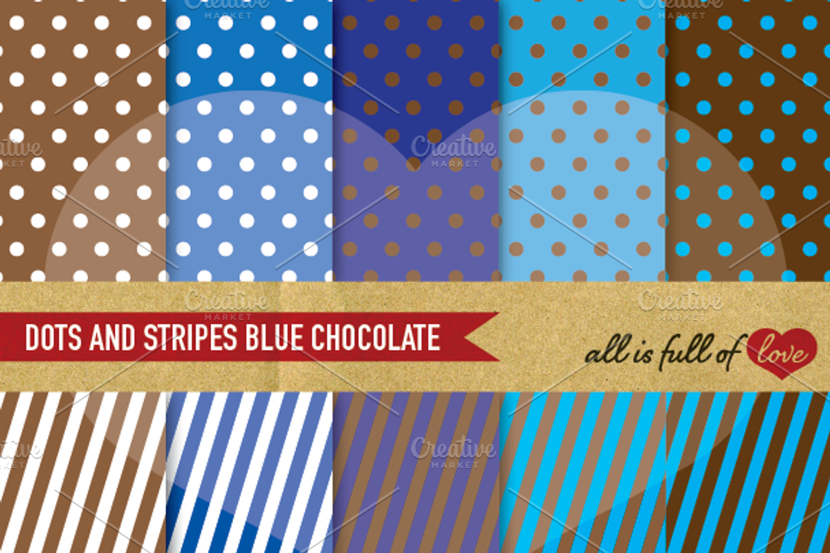 Blue and Brown Graphics Dots Stripes, a Pattern Graphic by All is full of Love (Photo 1 of 4)