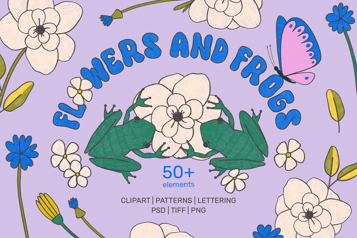 Flowers and frogs, an Object Illustration by K.SweeTheArt (Photo 1 of 10)