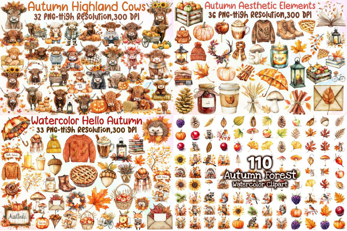 Autumn Clipart Huge Bundle, an Illustration by Sublimation Artist (Photo 7 of 12)