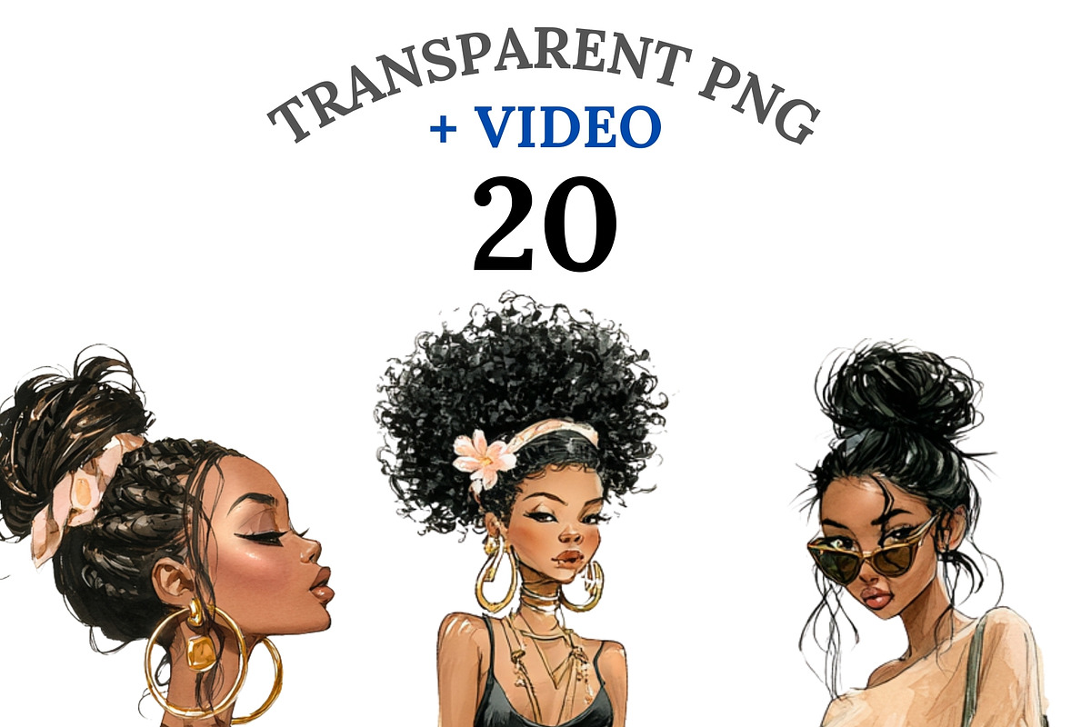 20 Black Girl Fashion Clipart, a Person Illustration by Pati Charm Studio (Photo 1 of 8)