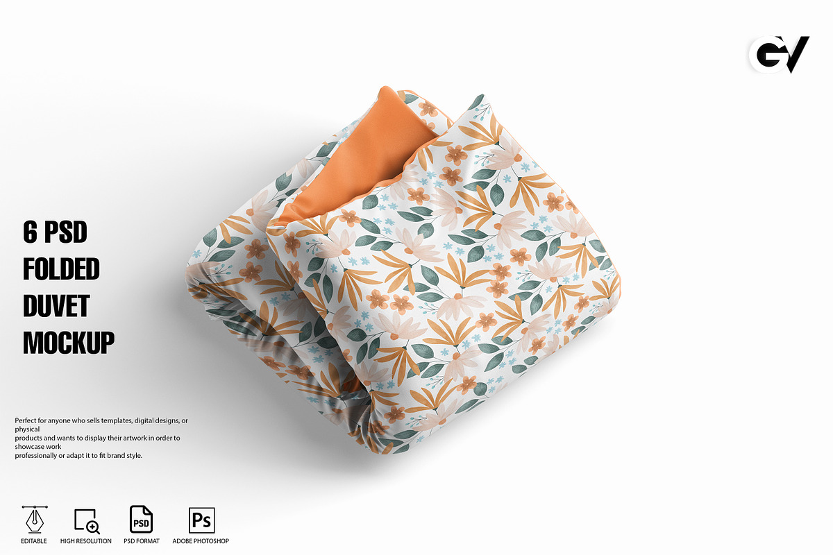 Folded Duvet Blanket Mockup, a Household Mockup by GraphicVil (Photo 1 of 9)