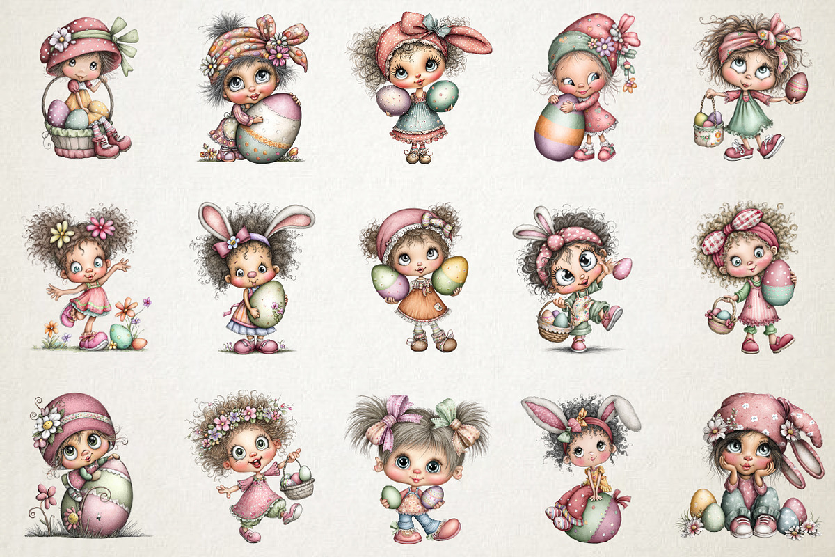 Whimsical Easter Girl Clipart Png, a Person Illustration by RobertsArt (Photo 5 of 6)