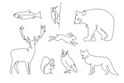 Continuous line wild animals set, an Animal Illustration by Mary P (Thumbnail 2 of 2)