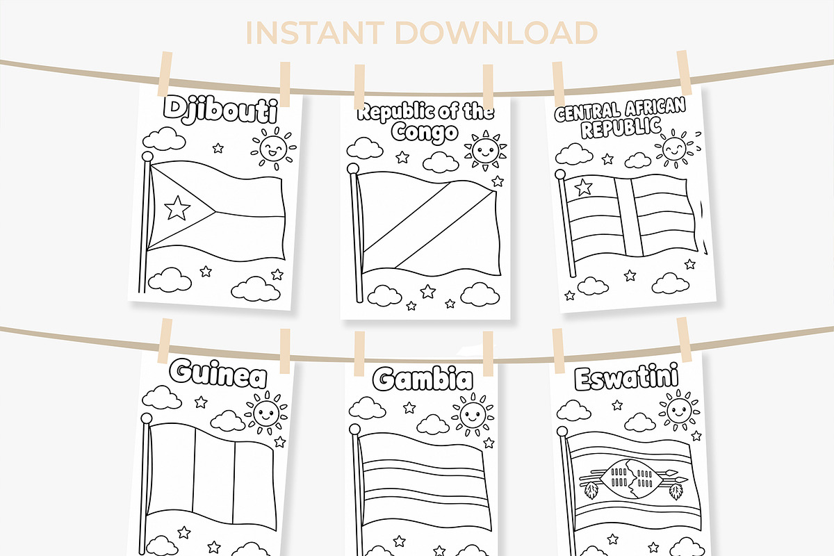 190 Flags Coloring Book for Kids PDF, an Education Illustration by Mohammad Sarfaraz (Photo 10 of 13)