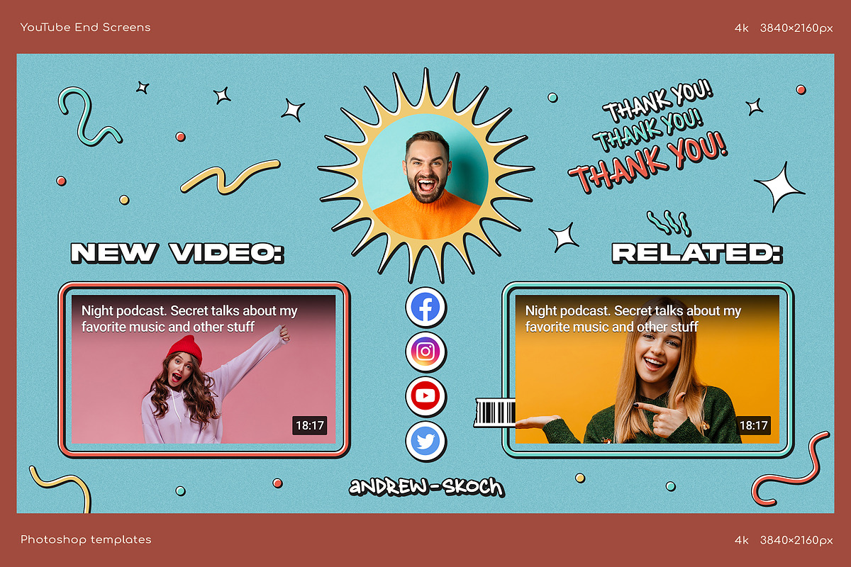 Colorful YouTube End Screens, a Social Media Template by Andrew Skoch Design (Photo 5 of 6)