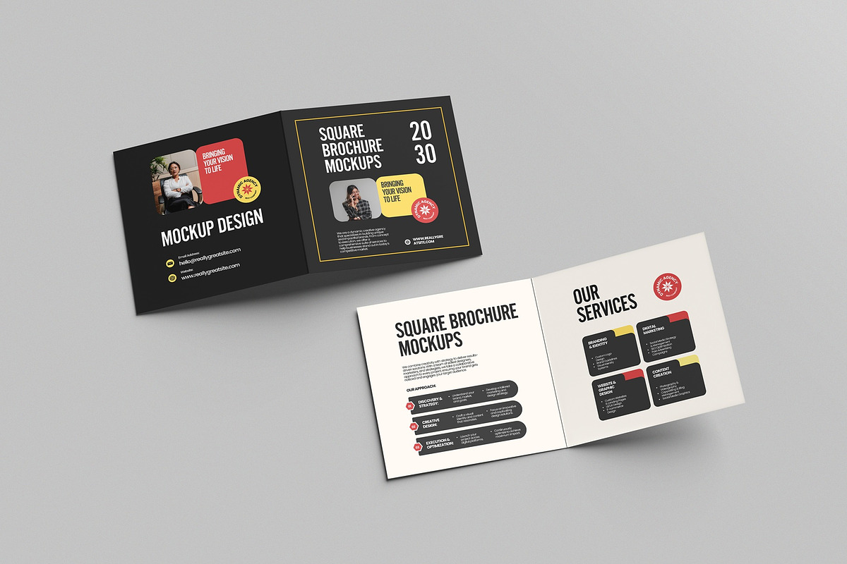 Square Brochure Mockup, a Books & Magazine Mockup by hokagata (Photo 4 of 5)