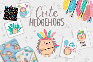 Cute hedgehogs. Kids collection