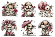 Whimsical Spring Bunny Clipart, an Illustration by Dream Creation (Thumbnail 2 of 7)