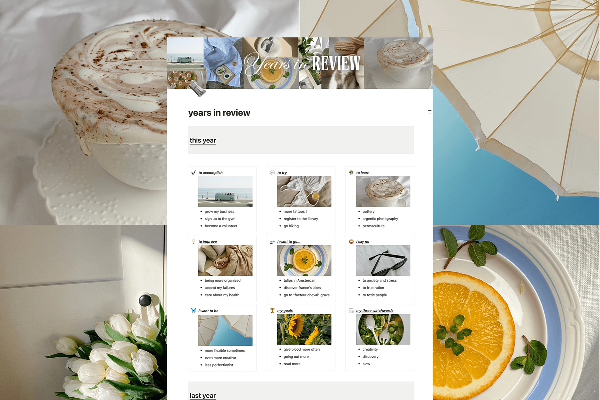 Years in review - Notion template, an App Template by Iasan Design (Photo 1 of 6)