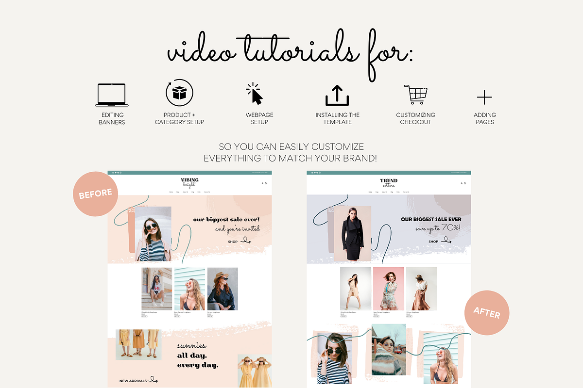 Pink Shopify Theme | Vibing Bright, a Branding & Logo Template by Easy Website Themes (Photo 7 of 9)