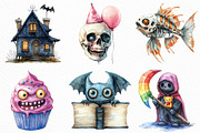 Watercolor Weird Halloween Clipart, an Illustration by Craft Nest (Thumbnail 3 of 6)