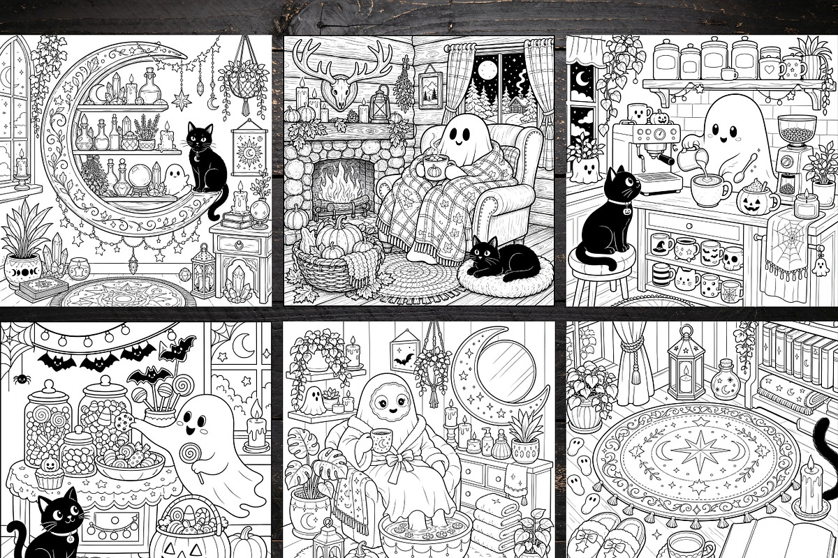 Haunted Cozy Corners Coloring Pages, a Brochure Template by LA Design (Photo 3 of 9)