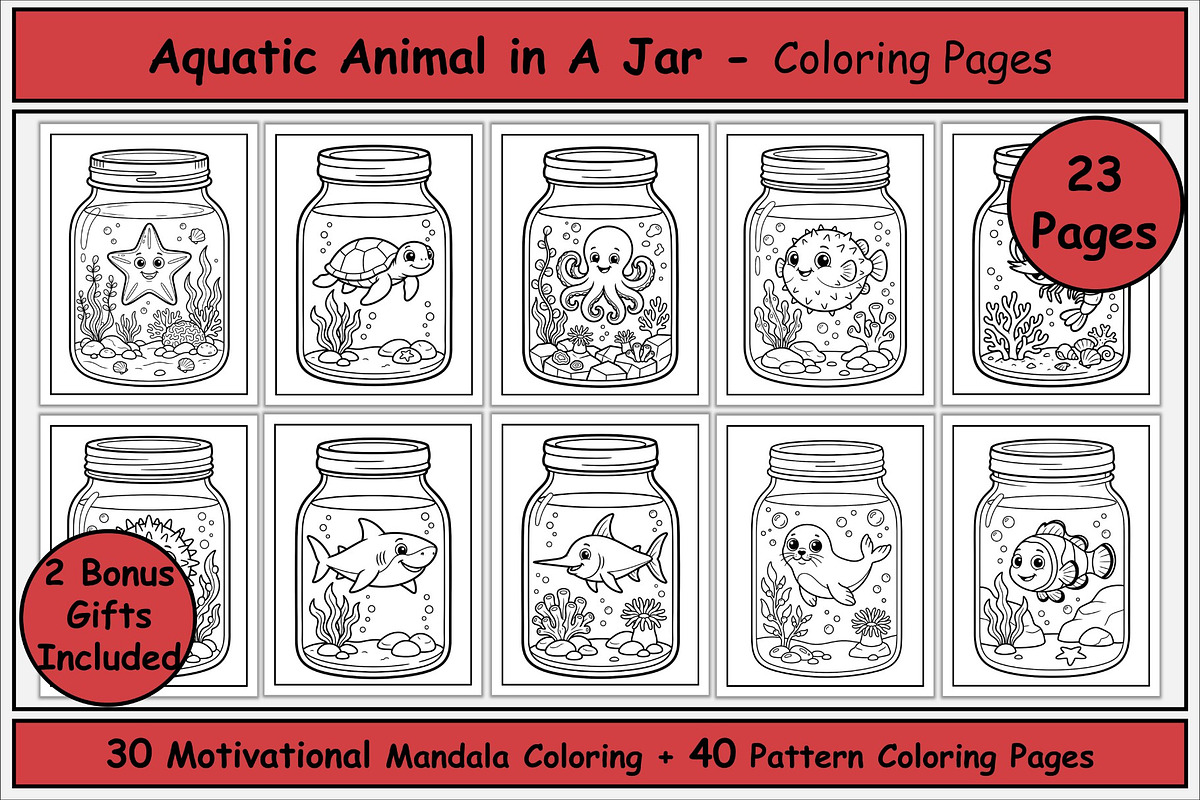 Sea Animal in a Jar Coloring Pages, an Animal Illustration by Lamia Emad (Photo 1 of 5)