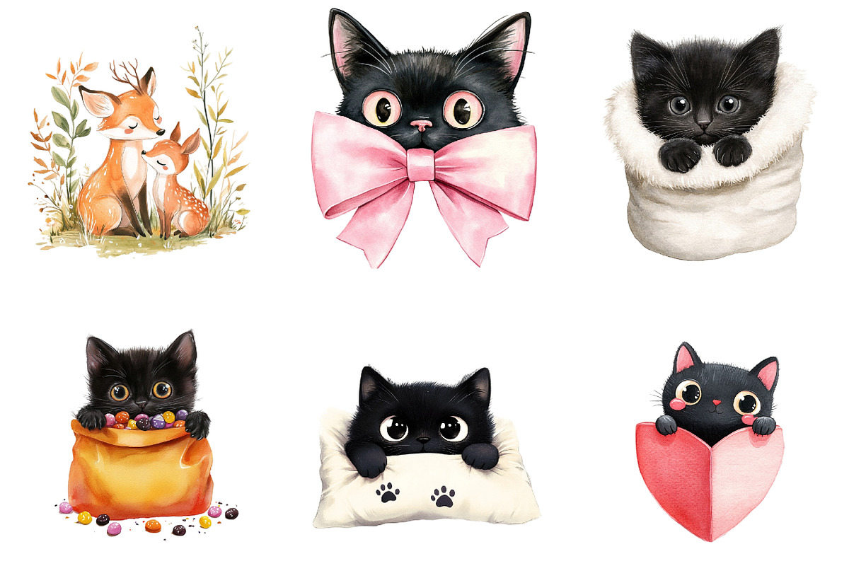 Black Cat Peeking Clipart PNG, an Illustration by DreamArtGraphic (Photo 2 of 4)
