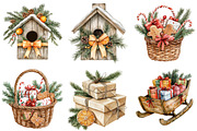 Merry Christmas Watercolor Clipart, a Seasonal Illustration by CitraGraphics (Thumbnail 5 of 6)