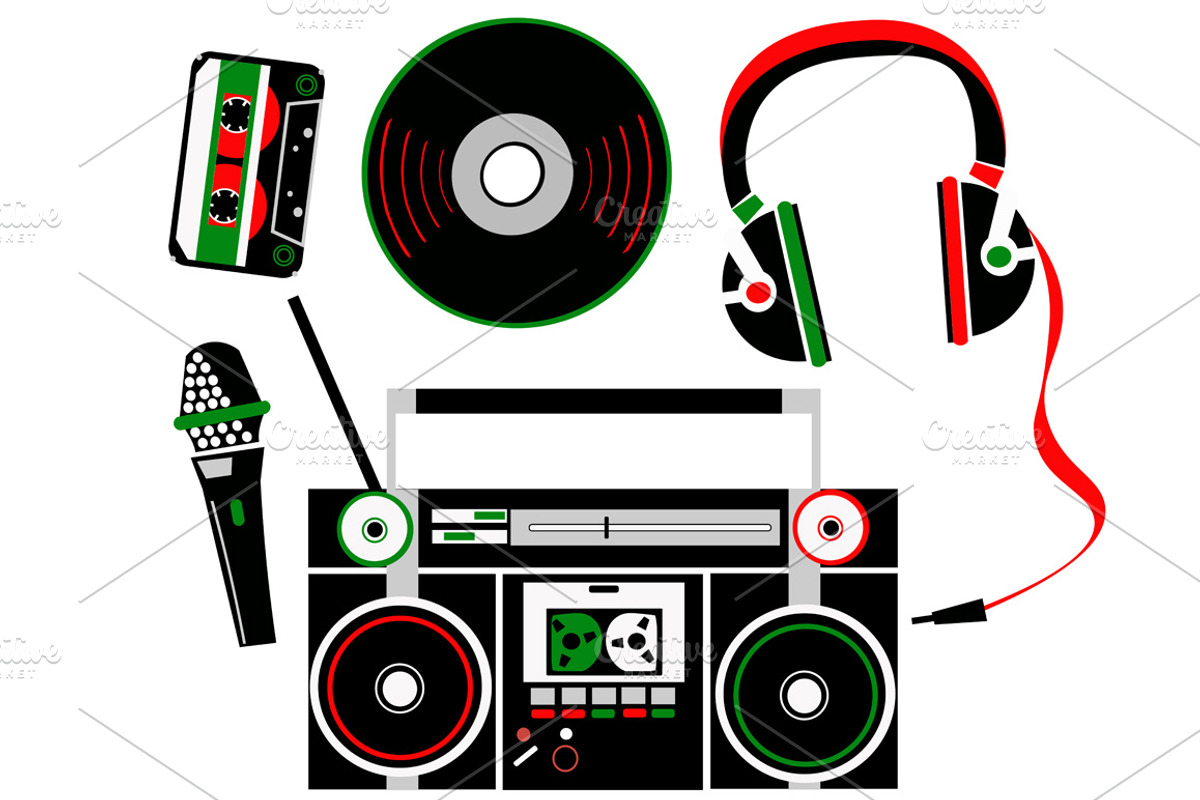 Hip Hop icons set, an Icon by AntonyChernianu