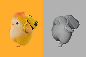 Cute Chick 3D Character Illustration