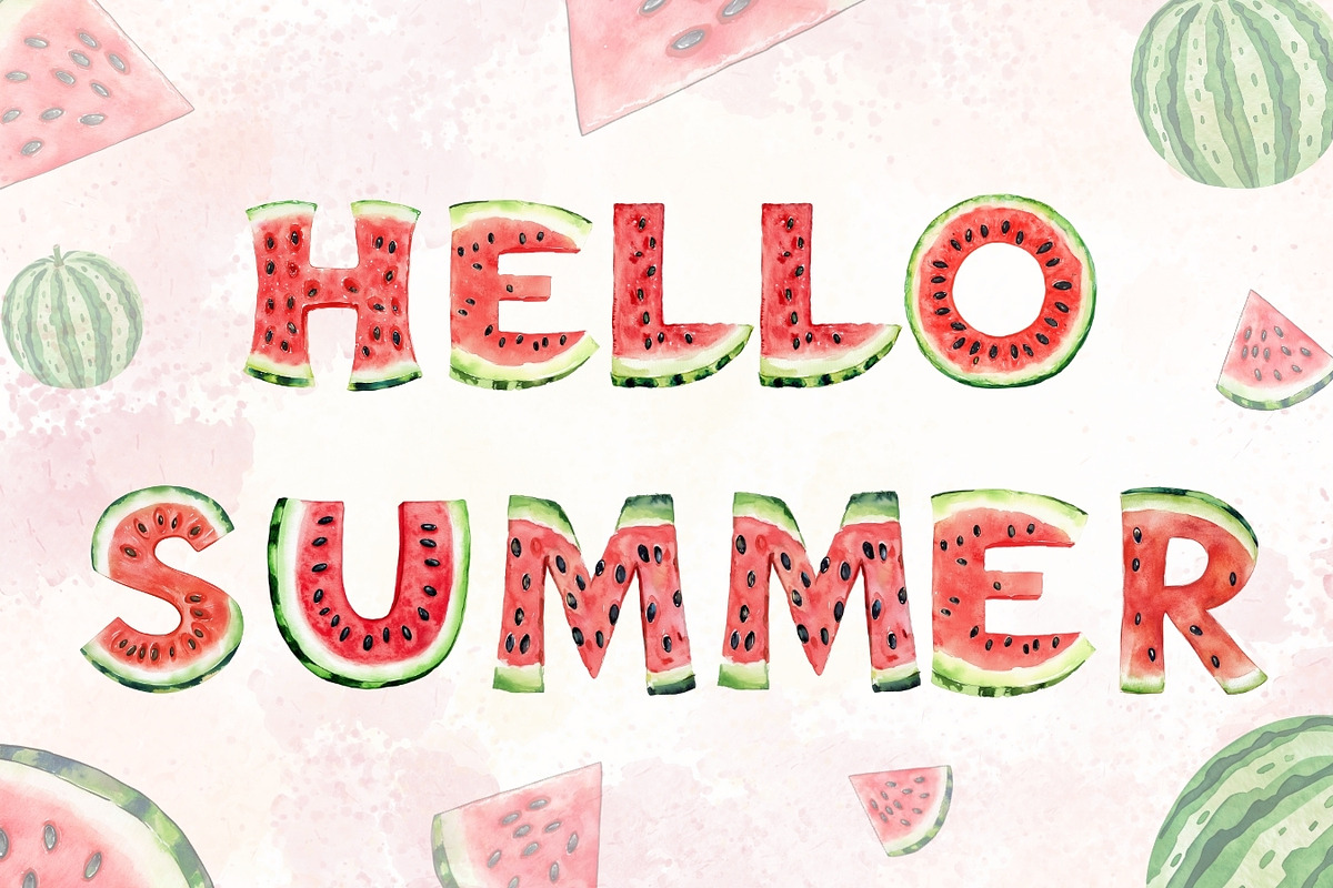 Watermelon Alphabet Clipart Bundle, an Illustration by PassionPNGcreation (Photo 5 of 5)