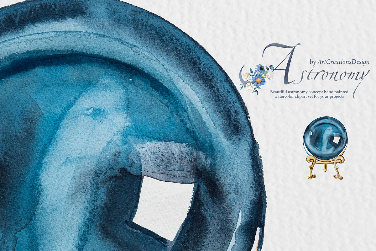Watercolor Astronomy Clipart Set, a Person Illustration by ArtCreationsDesign (Photo 9 of 9)