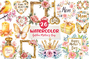 Golden Mother's Day Clipart, an Illustration by CreationArt