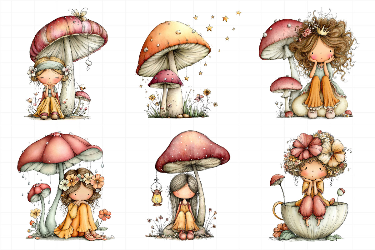 Quirky Mushroom And Fairy Clip Art, an Illustration by Daily.Designs (Photo 3 of 6)