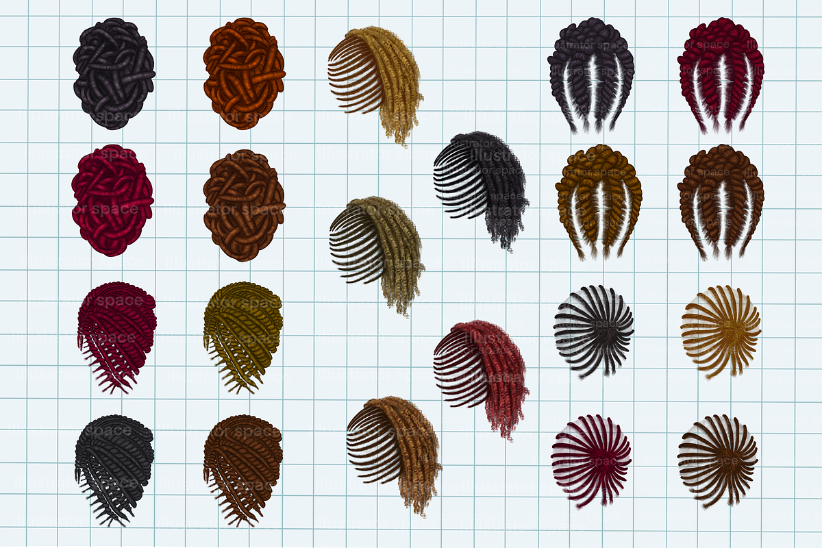 African American hairstyles clipart, an Illustration by Illustrator Space (Photo 3 of 9)