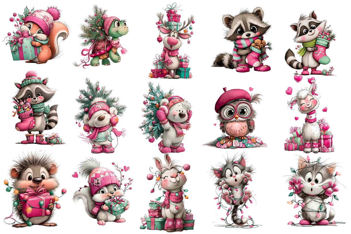 Sweet Christmas Animals clipart, an Illustration by Designworld (Photo 3 of 5)