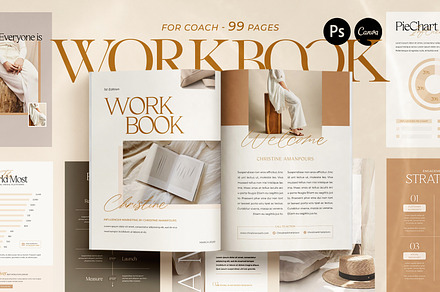 SALE WorkBook Creator Coach CANVA, a Magazine Template by Eviory