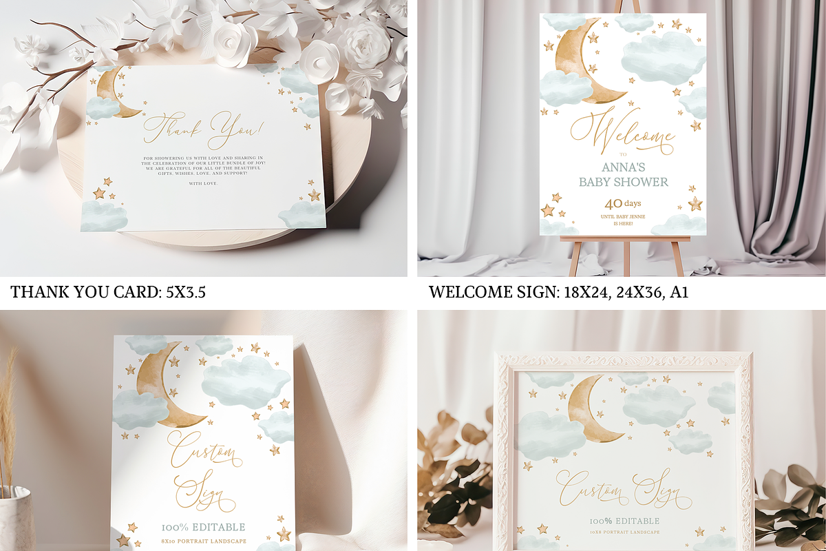 Over the Moon Baby Shower Bundle, an Invitation Template by Digital_Mind (Photo 3 of 8)