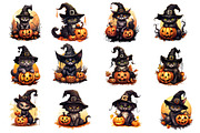 Halloween Black Cat Clipart Bundle, a Seasonal Illustration by Creative Arslan (Thumbnail 2 of 9)
