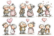 Old Couple Valentine Day Clipart, an Illustration by Pixels.Craft (Thumbnail 3 of 5)
