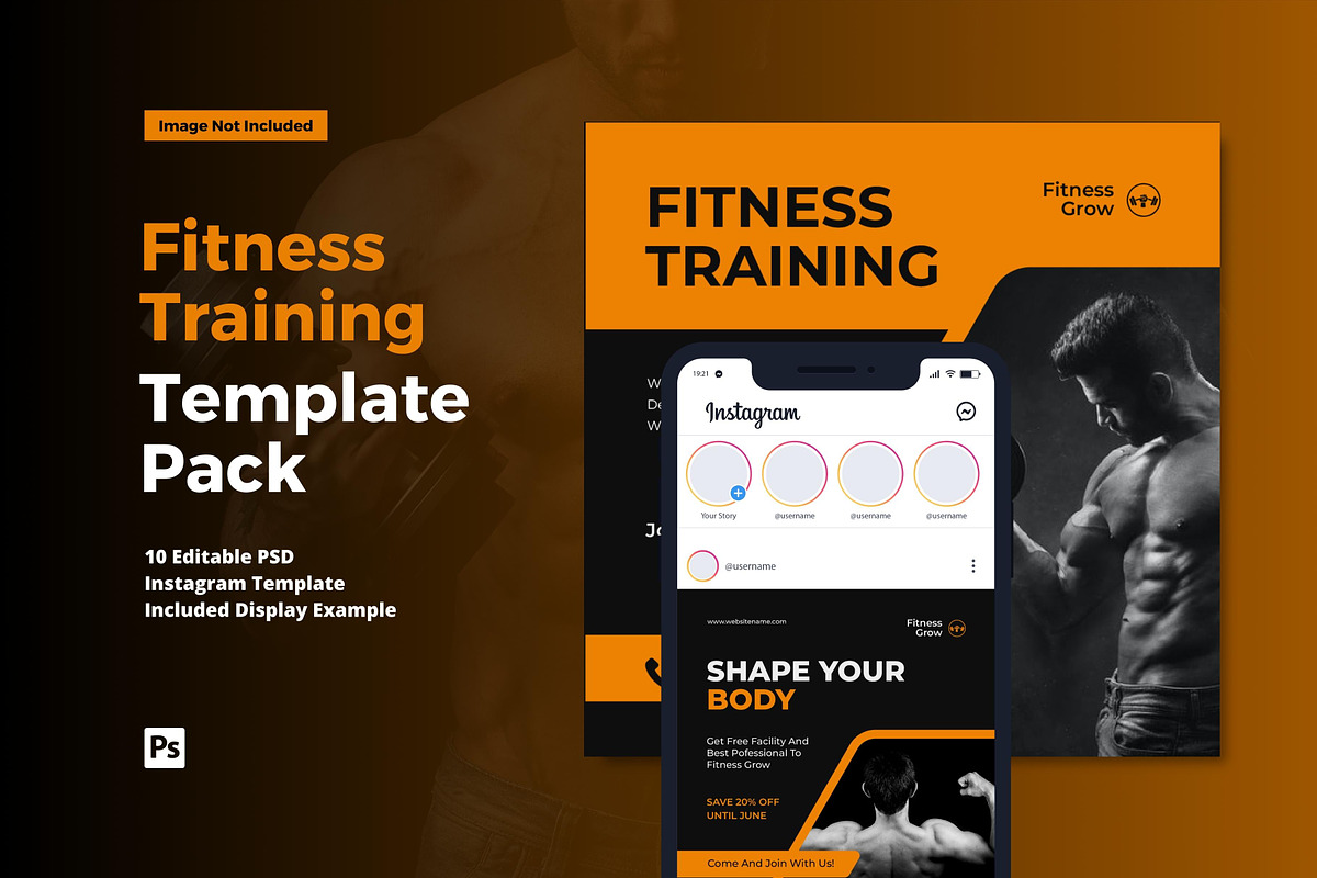 Fitness Training Instagram Post, a Social Media Template by CavenArt (Photo 1 of 5)