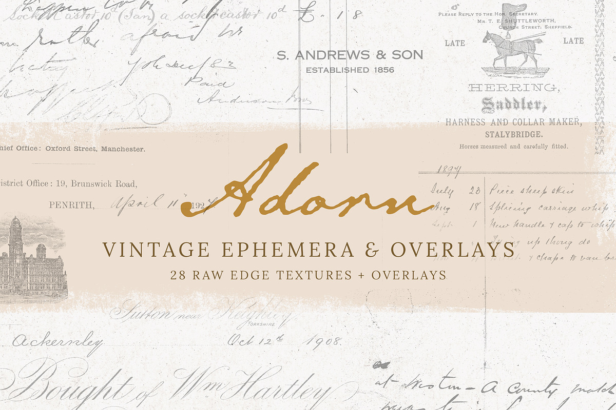 Vintage Ephemera and Overlays, a Texture Graphic by Greta Ivy (Photo 1 of 7)