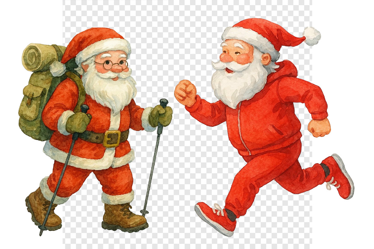 Watercolor Santa Playing Sport, a Sport Illustration by Daily.Designs (Photo 4 of 5)