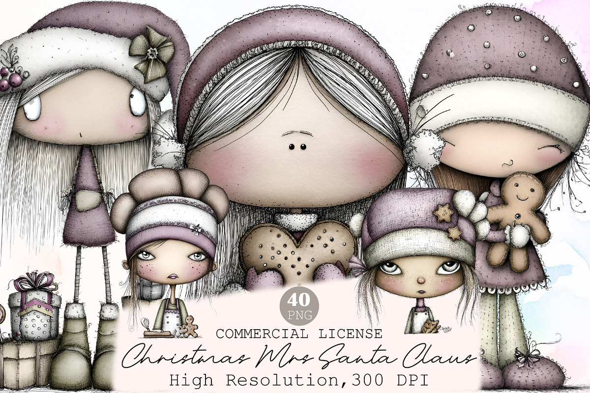 Sweet Cute Christmas Mrs Santa Claus, an Illustration by Sublimation Artist (Photo 1 of 6)