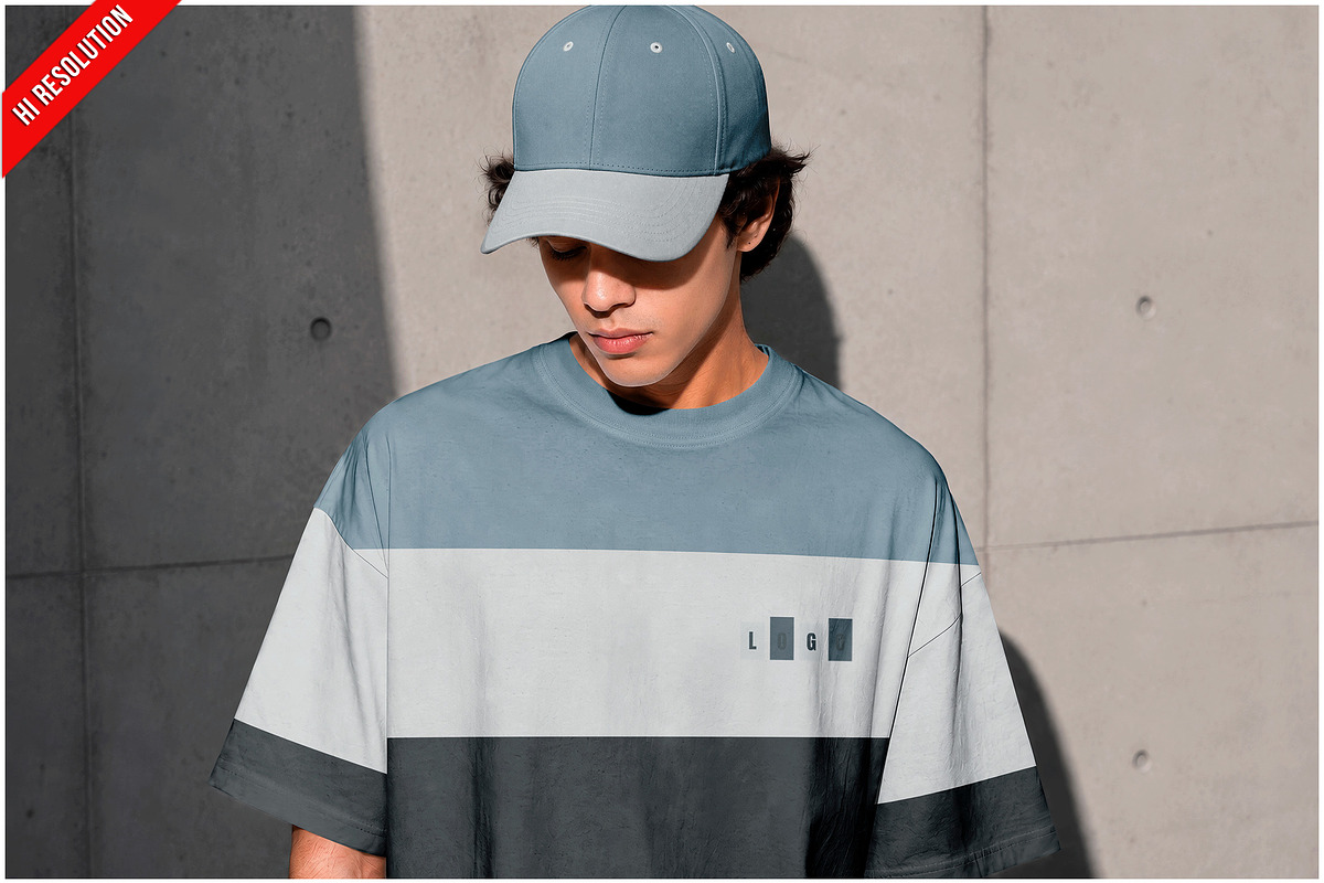 T-shirt And Cap Concrete Wall PSD, a Shirt Mockup by Bruno's Shop (Photo 1 of 3)