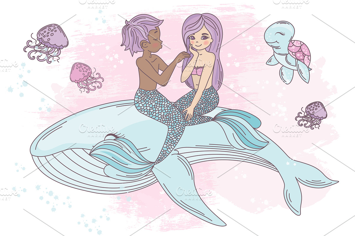 MERMAID IN LOVE, a Decorative Illustration by FARAWAYKINGDOM (Photo 9 of 11)