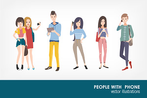 Young people with gadgets set, a Person Illustration by Good Studio