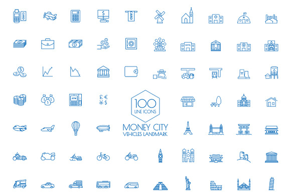 100 icons Business Travel landmark preview 3