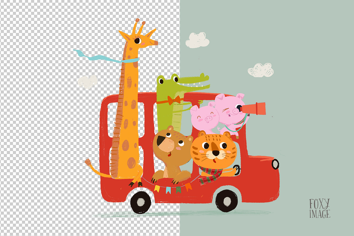 Funny Bus, an Animal Illustration by FoxyImage (Photo 3 of 5)