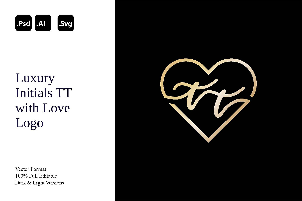 Luxury Initials TT with Love Logo, a Branding & Logo Template by Luxury Logos (Photo 1 of 4)