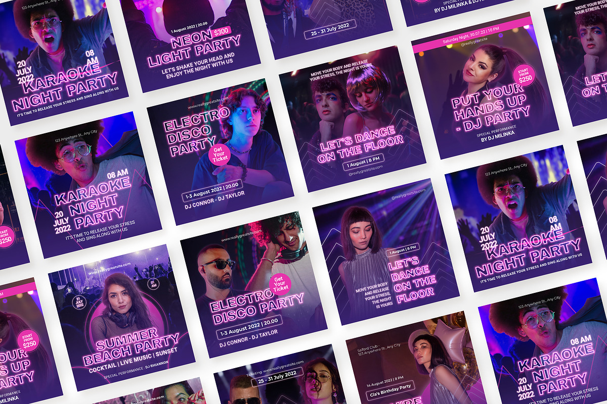 Neon Party Rave Promotion Instagram, a Social Media Template by peterdraw (Photo 4 of 9)