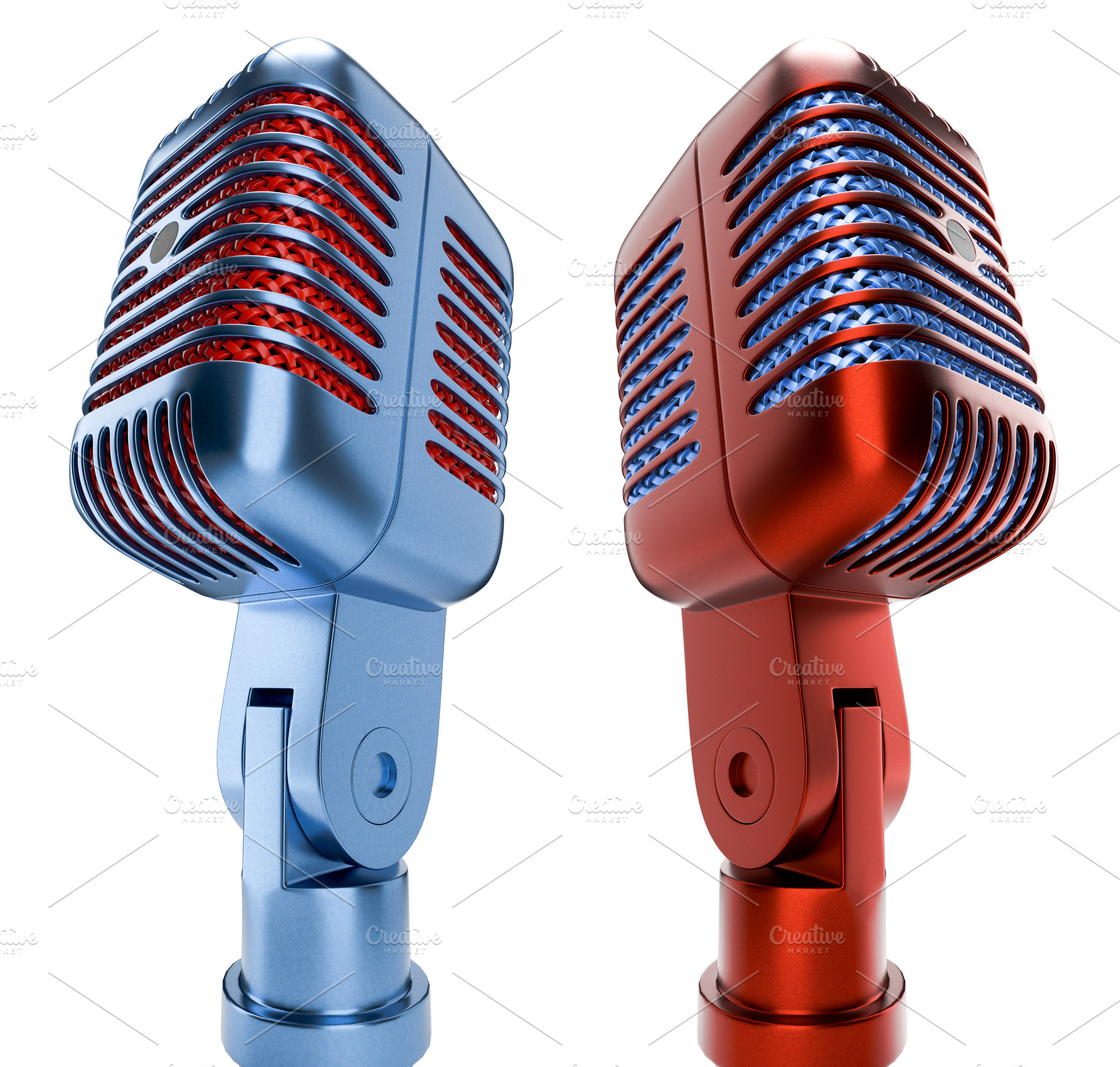 Red Blue Classic Vintage Microphones, an Arts & Entertainment Photo by Andy Dean Photography