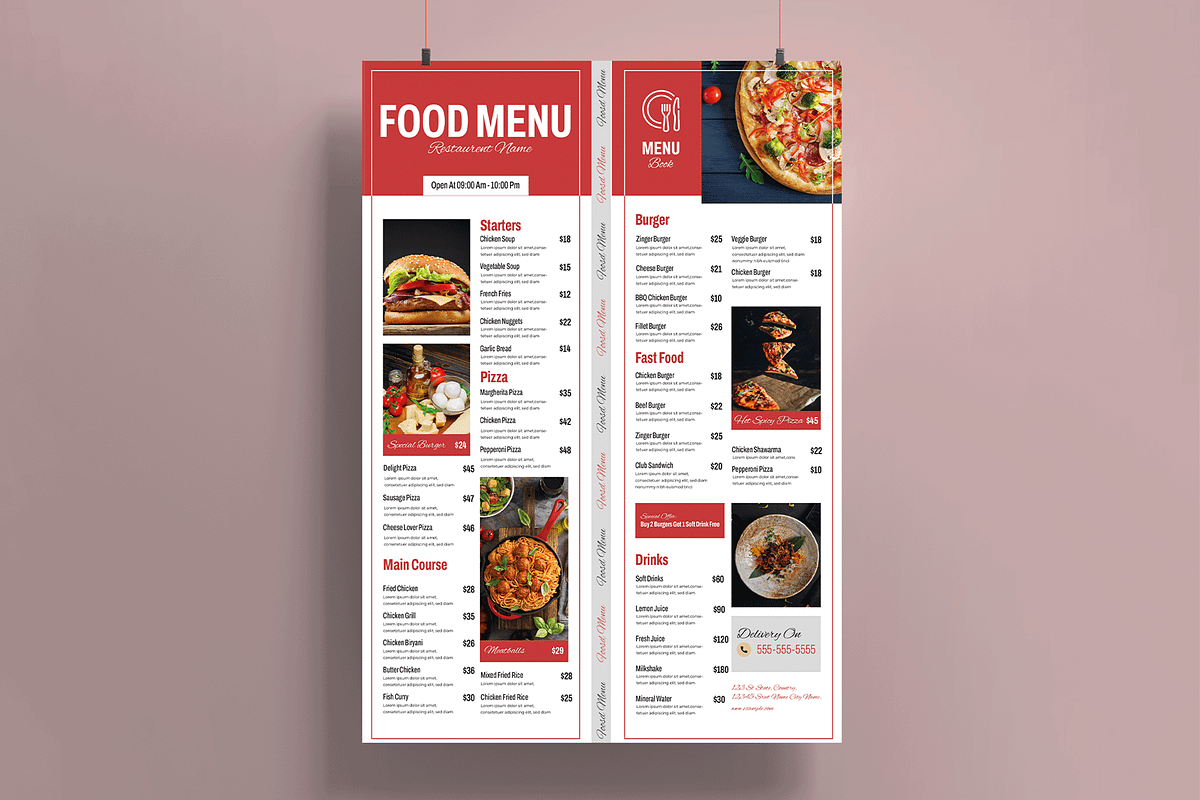 Food Menu Template, a Flyer Template by MightyDesign (Photo 1 of 8)