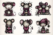 Whimsical Christmas Mouse Clipart, an Illustration by Dream Creation (Thumbnail 2 of 7)