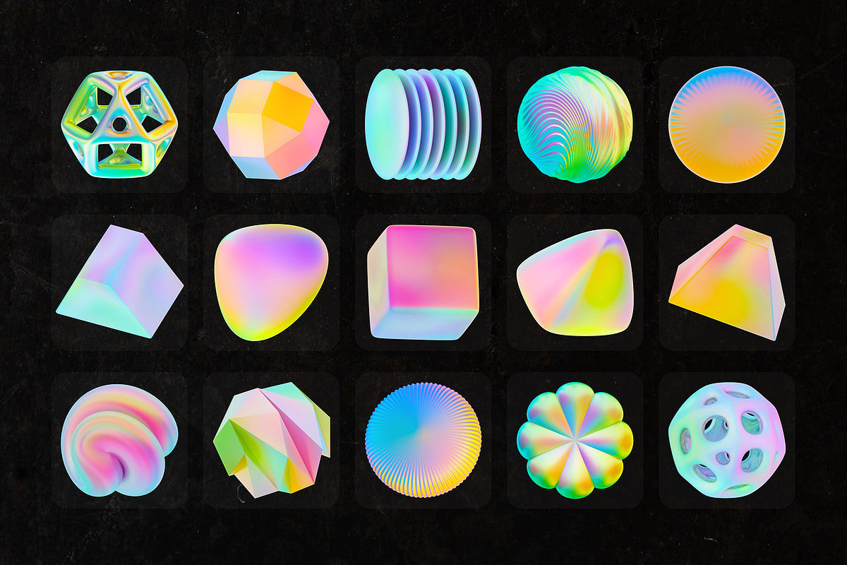 Holo Geometry Abstract 3D PNG Shapes, an Object Graphic by stasylionet (Photo 6 of 11)