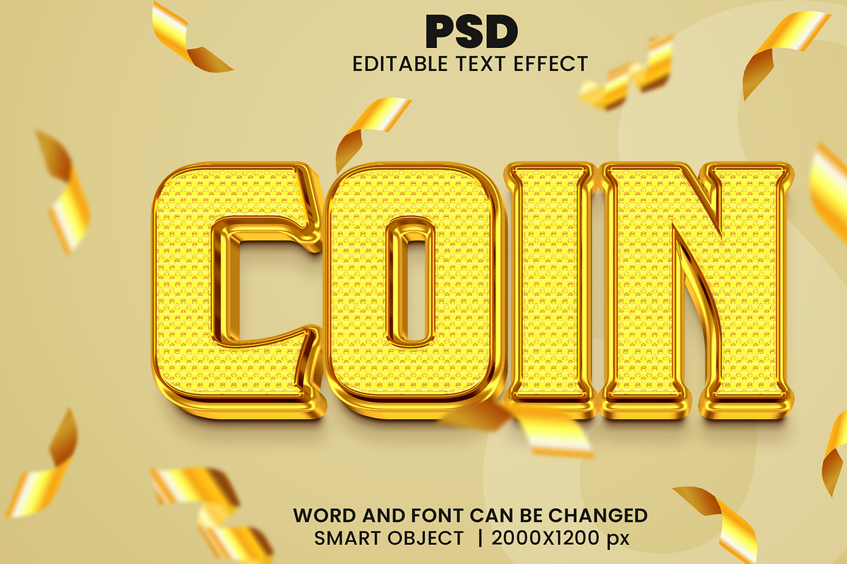 Gold coin 3d Text Effect Style font, a Layer Style Add-On by bdrobin
